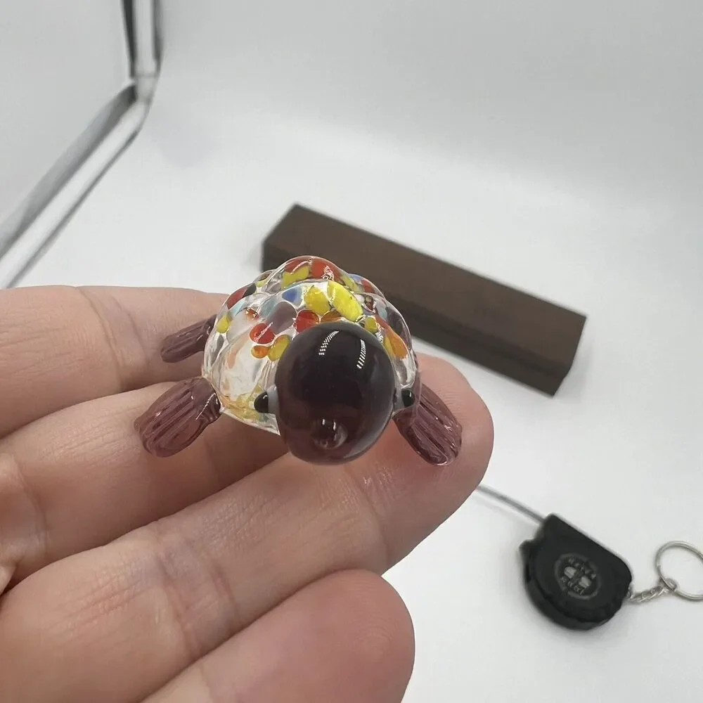 MINIATURE Art GLASS Purple Turtle FIGURINE Multicolor Tiny Collectible Trinket - Picture 5 of 6